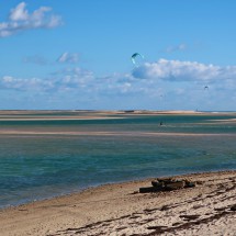 Kite surfing on the southeastern end of Ilha de Faro